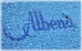 Albena lettering in an outdoor swimming pool mosaic