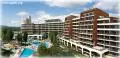 Hotel buildings and swimming pool in Albena