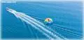 Water sports and a boat wake on the Black Sea