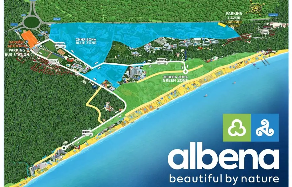 Map of parking areas in Albena resort